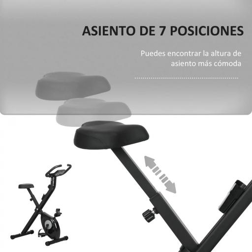 Bicicleta Estática Plegable con 8 Niveles de Resistencia Magnética Pantalla LCD y Asiento Regulable 43x85x109cm Negro [4]