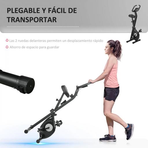 Bicicleta Estática Plegable con 8 Niveles de Resistencia Magnética Pantalla LCD y Asiento Regulable 43x85x109cm Negro [5]
