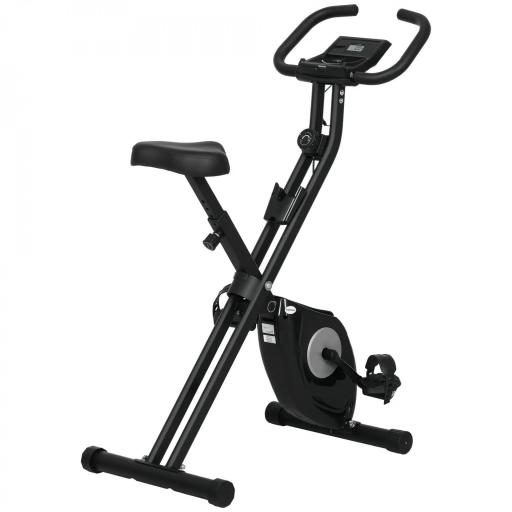 Bicicleta Estática Plegable con 8 Niveles de Resistencia Magnética Pantalla LCD y Asiento Regulable 43x85x109cm Negro [9]