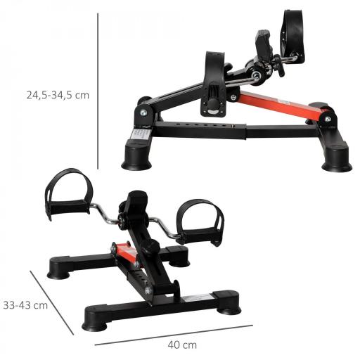 Mini Bicicleta Estática de Ejercicio Pedales Estáticos con Altura y Longitud Ajustables Pantalla LCD Máquina Pedalear de Manos y Piernas 33-43x40x24,5-34,5 cm Negro [1]