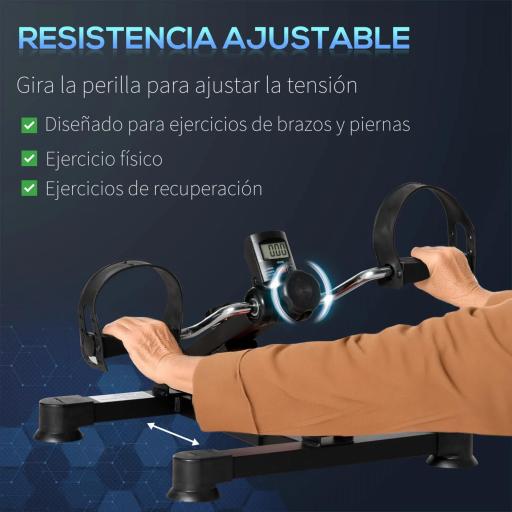 Mini Bicicleta Estática de Ejercicio Pedales Estáticos con Altura y Longitud Ajustables Pantalla LCD Máquina Pedalear de Manos y Piernas 33-43x40x24,5-34,5 cm Negro [4]