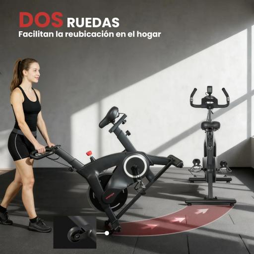 Bicicleta Estática de Interior con Volante de Inercia de 15 kg Monitor LED con Pulsómetro Manillar y Asiento Ajustables [2]