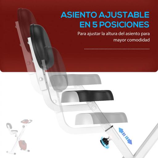 Bicicleta Estática Plegable con Resistencia Magnética Asiento con Altura Ajustable y Pulsómetro 43x97x109 cm Rojo [4]