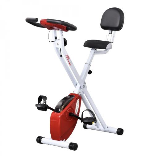Bicicleta Estática Plegable con Resistencia Magnética Asiento con Altura Ajustable y Pulsómetro 43x97x109 cm Rojo [9]