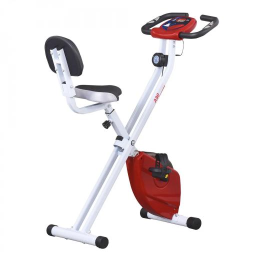 Bicicleta Estática Plegable con Resistencia Magnética Asiento con Altura Ajustable y Pulsómetro 43x97x109 cm Rojo [10]