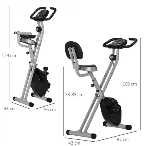Bicicleta Estática Plegable con Respaldo 8 Niveles de Resistencia Volante Pantalla LCD Pulsómetro y Sillín Ajustable [6]
