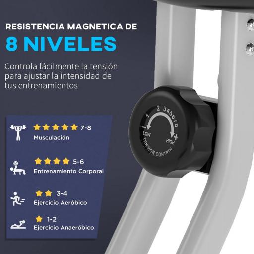 Bicicleta Estática Plegable con Respaldo 8 Niveles de Resistencia Volante Pantalla LCD Pulsómetro y Sillín Ajustable [3]