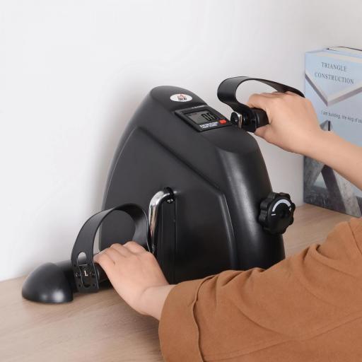 Minibicicleta Estática Pedalier de Metal Aparato de Ejercicios 2 en 1 Brazos y Piernas Resistencia Ajustable Pantalla LCD para los Amantes del Fitness en Casa u Oficina 35x40x31cm