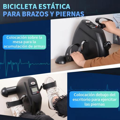 Minibicicleta Estática Pedalier de Metal Aparato de Ejercicios 2 en 1 Brazos y Piernas Resistencia Ajustable Pantalla LCD para los Amantes del Fitness en Casa u Oficina 35x40x31cm [4]