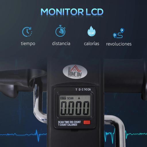 Minibicicleta Estática Pedalier de Metal Aparato de Ejercicios 2 en 1 Brazos y Piernas Resistencia Ajustable Pantalla LCD para los Amantes del Fitness en Casa u Oficina 35x40x31cm [2]