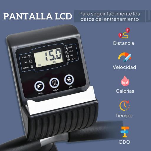 Bicicleta Estática Reclinada Resistencia Magnética de 8 Niveles Pantalla LCD con Pulsómetro Volante de Inercia de 3 kg Portabotellas Asiento Ajustable 121,5-para Casa 136x62,5x98 cm Gris [5]