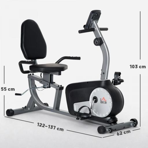 Bicicleta Estática con Respaldo 8 Niveles de Resistencia Magnética Longitud Ajustable Pantalla LCD para Casa Gris [5]