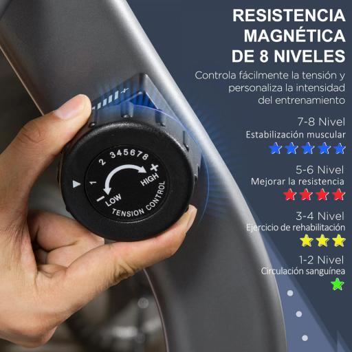 Bicicleta Estática con Respaldo 8 Niveles de Resistencia Magnética Longitud Ajustable Pantalla LCD para Casa Gris [4]