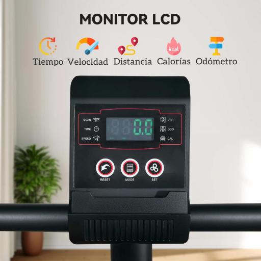 Bicicleta Estática en Casa con Respaldo Resistencia Magnética Ajustable y Pantalla LCD 103-139x61x100,5 cm Negro [3]