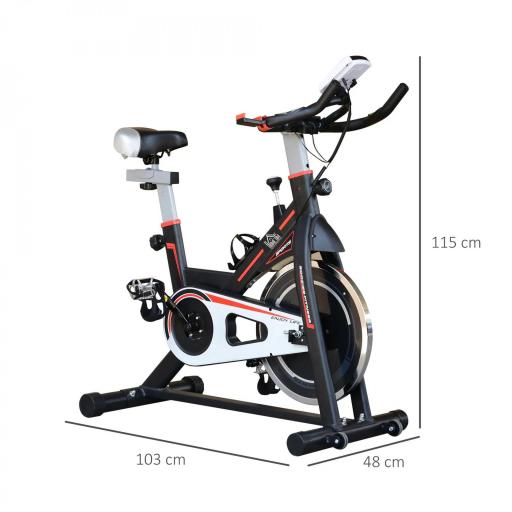 Bicicleta Estática con Volante de 8 kg Pantalla LCD Pulsómetro Sillín y Manillar Ajustables 103x48x115 cm Negro [1]