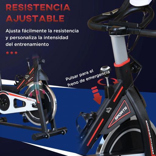 Bicicleta Estática con Volante de 8 kg Pantalla LCD Pulsómetro Sillín y Manillar Ajustables 103x48x115 cm Negro [4]