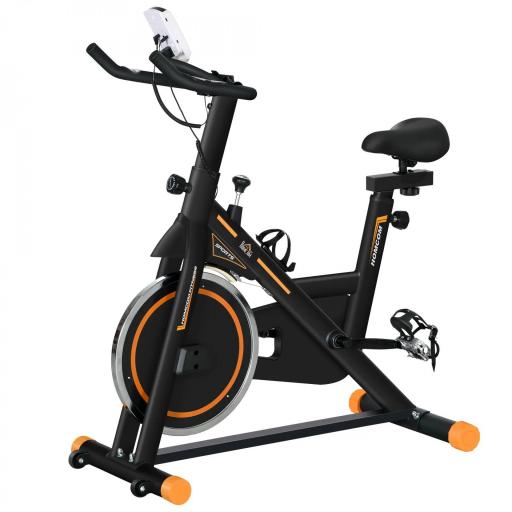 Bicicleta Estática con Volante de 8 kg Pantalla LCD Pulsómetro Sillín y Manillar Ajustables 103x48x115 cm Naranja [9]