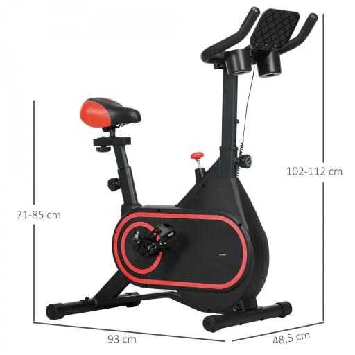 Bicicleta Estática con Volante Inercia 4 kg Resistencia Ajustable Pantalla LED Silencioso Asiento Ajustable Rojo y Negro [1]