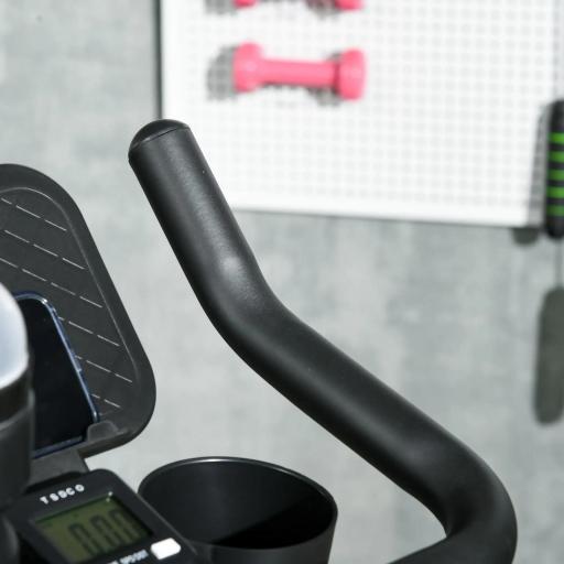 Bicicleta Estática con Volante Inercia 4 kg Resistencia Ajustable Pantalla LED Silencioso Asiento Ajustable Rojo y Negro [6]