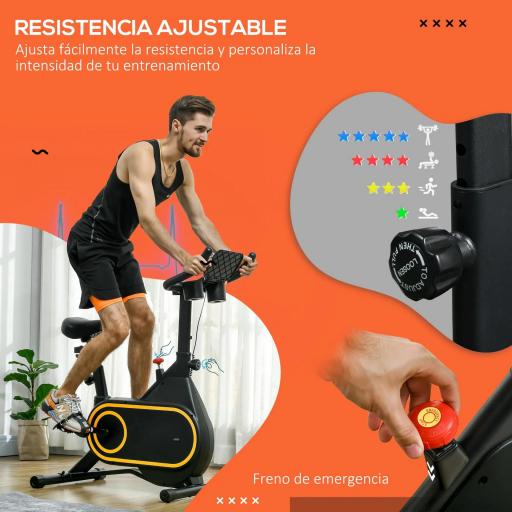 Bicicleta Estática con Asiento y Manillar Ajustables Pantalla LCD Volante Inercia 4 kg y Soporte para Botella Negro [3]