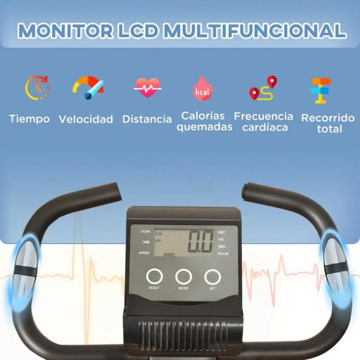 Bicicleta Estática Plegable Regulable en Altura Resistencia Magnética Ajustable Bici Estática con Pantalla LCD y Asiento con Respaldo Sensor de Pulso Carga 120 kg para Casa 105x48x118 cm Negro [5]