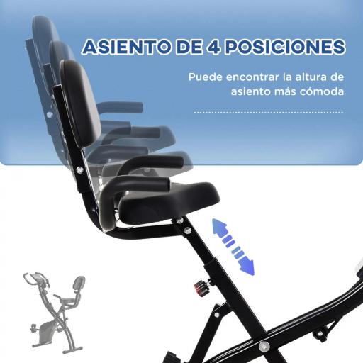 Bicicleta Estática Plegable Regulable en Altura Resistencia Magnética Ajustable Bici Estática con Pantalla LCD y Asiento con Respaldo Sensor de Pulso Carga 120 kg para Casa 105x48x118 cm Negro [6]