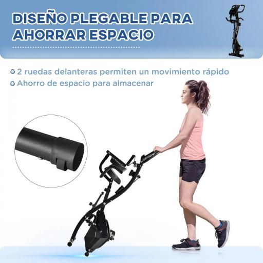 Bicicleta Estática Plegable Regulable en Altura Resistencia Magnética Ajustable Bici Estática con Pantalla LCD y Asiento con Respaldo Sensor de Pulso Carga 120 kg para Casa 105x48x118 cm Negro [7]