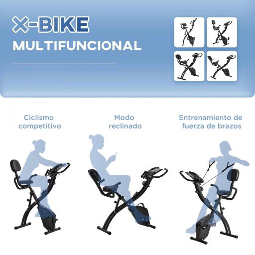 Bicicleta Estática Plegable Regulable en Altura Resistencia Magnética Ajustable Bici Estática con Pantalla LCD y Asiento con Respaldo Sensor de Pulso Carga 120 kg para Casa 105x48x118 cm Negro [2]
