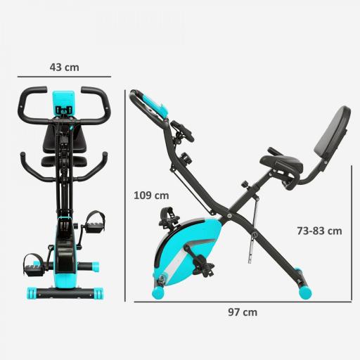 Bicicleta Estática Plegable Silenciosa con Resistencia Magnética Monitor LCD y Bandas para Brazos 43x97x109 cm Verde [3]