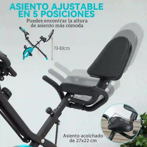 Bicicleta Estática Plegable Silenciosa con Resistencia Magnética Monitor LCD y Bandas para Brazos 43x97x109 cm Verde [2]