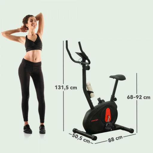 Bicicleta Estática con Resistencia Magnética Ajustable Sensor Pantalla LCD y Asiento Regulable 88x50,5x131,5 cm Negro [1]