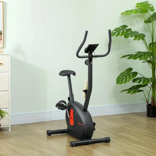 Bicicleta Estática con Resistencia Magnética Ajustable Sensor Pantalla LCD y Asiento Regulable 88x50,5x131,5 cm Negro [6]