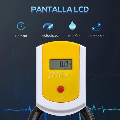 Bici Estática Bicicleta de Fitness con Resistencia Regulable Pantalla LCD Ruedas Manillar y Asiento Ajustable Amarillo [2]