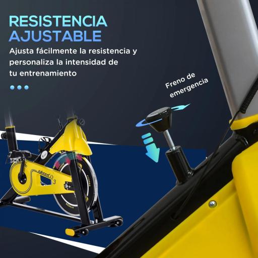 Bici Estática Bicicleta de Fitness con Resistencia Regulable Pantalla LCD Ruedas Manillar y Asiento Ajustable Amarillo [5]