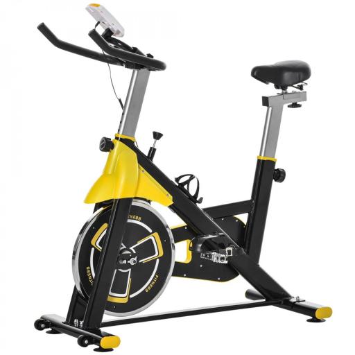 Bici Estática Bicicleta de Fitness con Resistencia Regulable Pantalla LCD Ruedas Manillar y Asiento Ajustable Amarillo [9]
