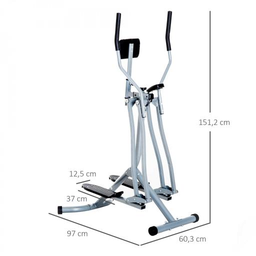 Bicicleta Elíptica Ajustable con Pantalla Carga 110 kg Air Walker para Entrenamiento Cintura Caderas 96x60x152 cm Gris [1]