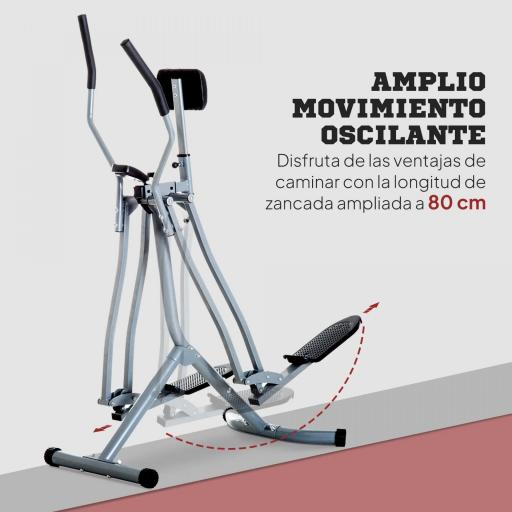 Bicicleta Elíptica Ajustable con Pantalla Carga 110 kg Air Walker para Entrenamiento Cintura Caderas 96x60x152 cm Gris [2]
