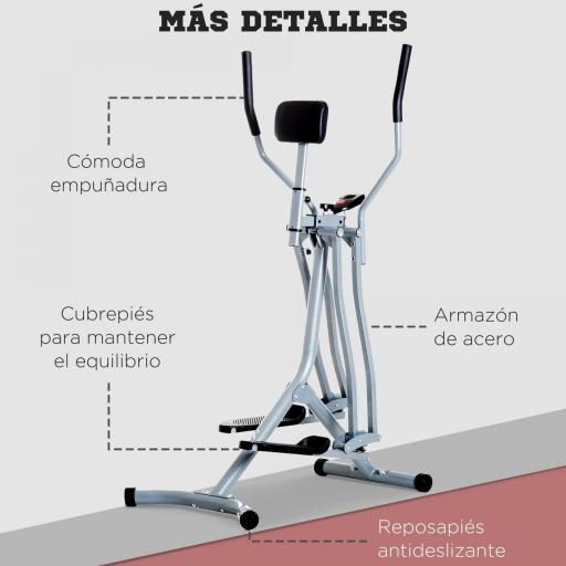 Bicicleta Elíptica Ajustable con Pantalla Carga 110 kg Air Walker para Entrenamiento Cintura Caderas 96x60x152 cm Gris [3]