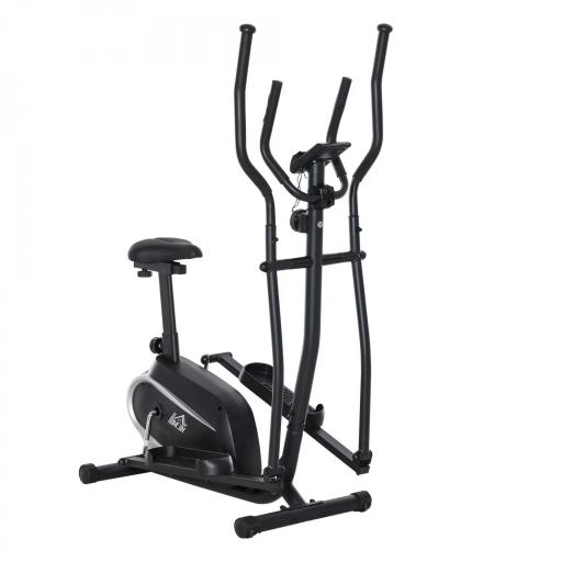 Bicicleta Elíptica con Resistencia Magnética Ajustable de 8 Niveles Bicicleta de Fitness con Sillín Regulable Pantalla LCD Pulsómetro y Soporte para Móvil para Casa Gimnasia 103x62x151 cm Negro [8]