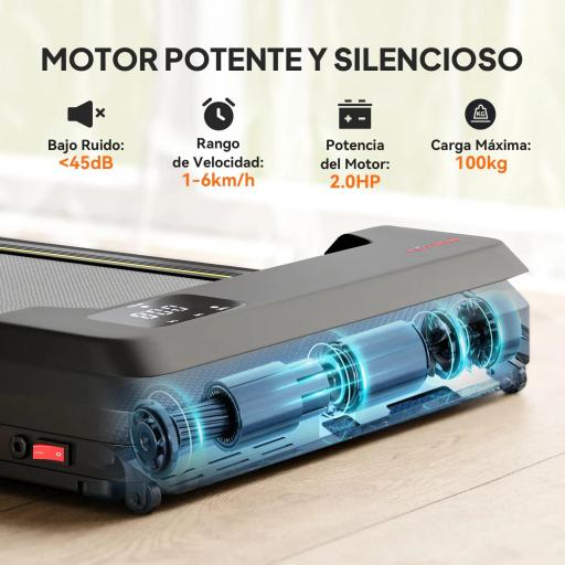 Cinta de Correr Plegable Inclinado Debajo del Escritorio 2 en 1 con 2.0HP 6 km/h Pantalla LED Control Remoto Negro [2]