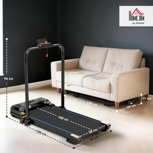 Cinta de Correr Cinta de Andar Plegable 2,5 HP con Pantalla LED Velocidad Ajustable Max. 10 km/h Control Remoto Negro [5]