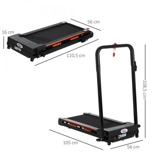 Cinta de Correr Plegable Cinta de Andar 1-6 km/h con Botón de Emergencia Pantalla LCD Control Remoto Potencia de Motor 500W Ahorra Espacio 105x56x108,5 cm Negro [1]