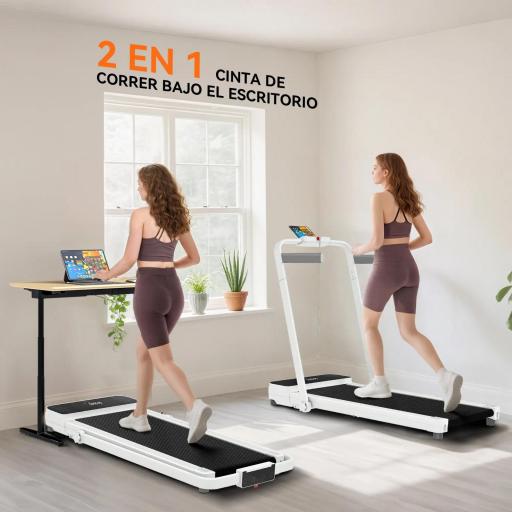 Cinta de Correr Plegable Inclinado Debajo del Escritorio con 2.5HP 0-12 KM/H Pantalla LED Control Remoto y Soporte [3]