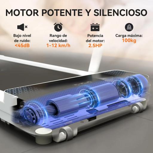 Cinta de Correr Plegable Inclinado Debajo del Escritorio con 2.5HP 0-12 KM/H Pantalla LED Control Remoto y Soporte [4]