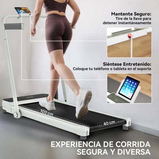 Cinta de Correr Plegable Inclinado Debajo del Escritorio con 2.5HP 0-12 KM/H Pantalla LED Control Remoto y Soporte [2]