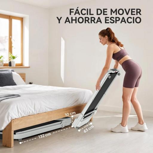 Cinta de Correr Plegable Inclinado Debajo del Escritorio con 2.5HP 0-12 KM/H Pantalla LED Control Remoto y Soporte [5]