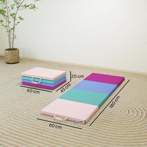 Colchoneta Gimnasia Plegable de 2 Pulgadas de Grosor con Asas de Transporte y Bolsa para Yoga Aeróbic Multicolor [2]