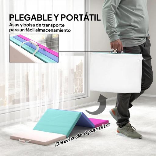 Colchoneta Gimnasia Plegable de 2 Pulgadas de Grosor con Asas de Transporte y Bolsa para Yoga Aeróbic Multicolor [1]