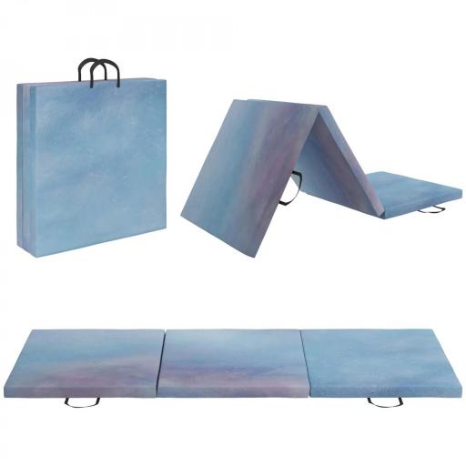 Colchoneta Gimnasia Plegable de Grosor 5 cm con Asas de Transporte para Yoga Aeróbic 180x60x5 cm Azul Degradado [5]