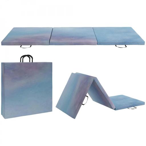 Colchoneta Gimnasia Plegable de Grosor 5 cm con Asas de Transporte para Yoga Aeróbic 180x60x5 cm Azul Degradado [6]